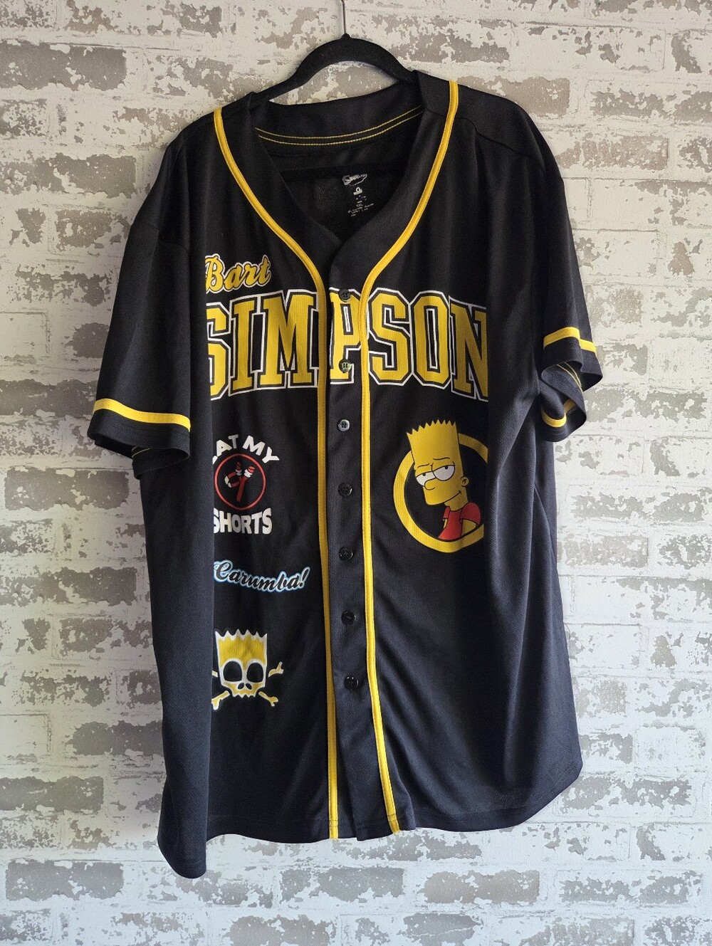 The Simpsons Bart Simpson 89 Baseball Jersey Shirt Black Yellow 3XL Mesh